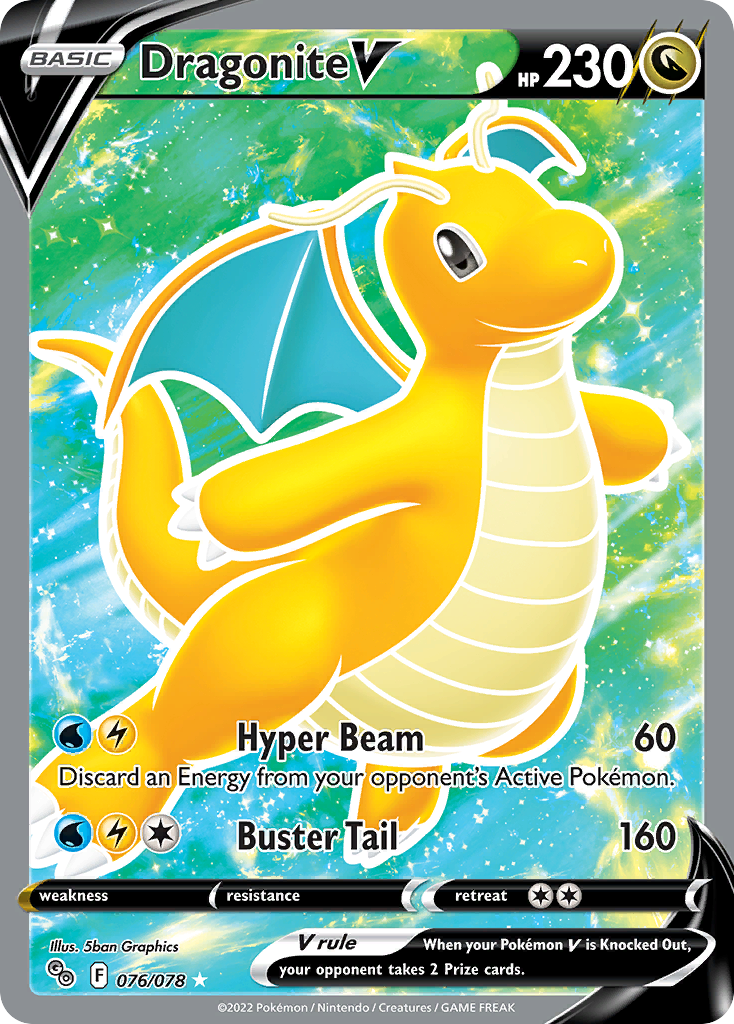 Dragonite V - 076/078 Pokemon GO Ultra Rare Holo Pokemon - NM