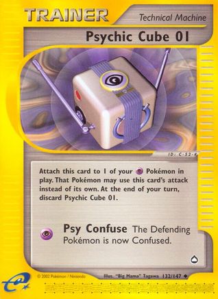 Psychic Cube - 132/147 Aquapolis Uncommon Pokemon - NM