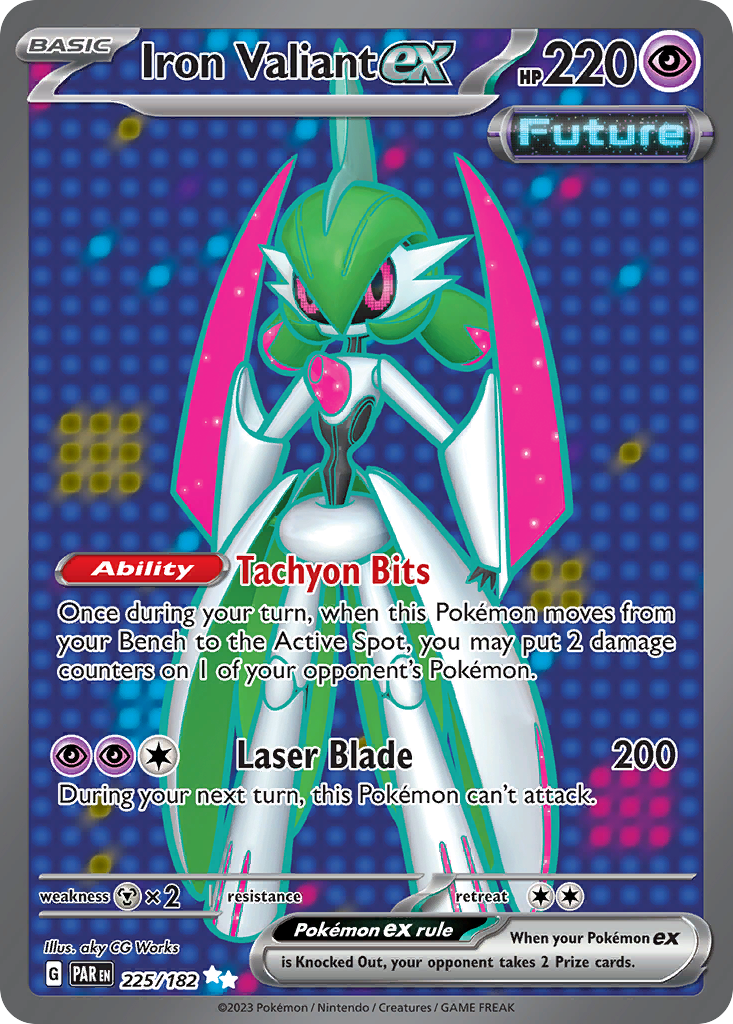 Iron Valiant ex - 225/182 Paradox Rift Ultra Rare Holo Pokemon - NM
