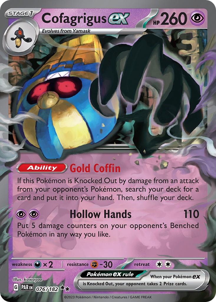Cofagrigus ex - 076/182 Paradox Rift Double Rare Holo Pokemon - NM