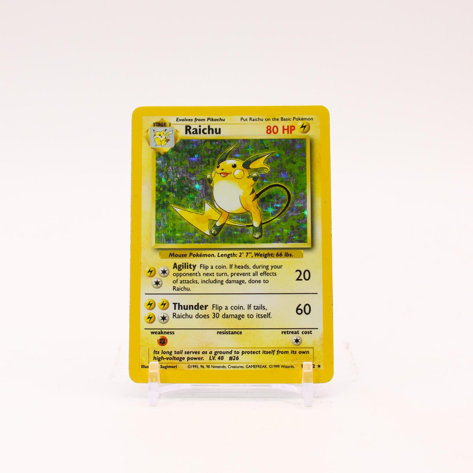 Raichu - 14/102 Base Set Unlimited Holo Rare Pokemon - MP