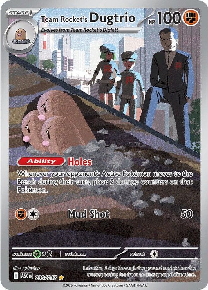 Team Rocket's Dugtrio - 239/217 Ascended Heroes Illustration Rare Holo Pokemon - NM