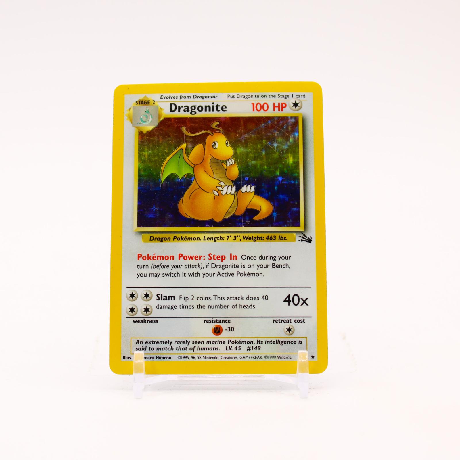 Dragonite - 4/62 Fossil Unlimited Holo Rare Pokemon - LP/MP