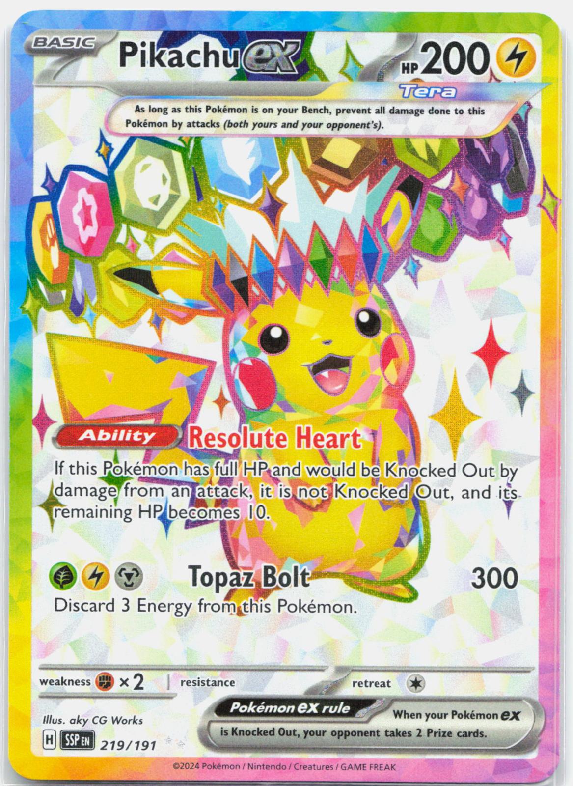 Pikachu ex - 219/191 Surging Sparks Full Art Pokemon - NM