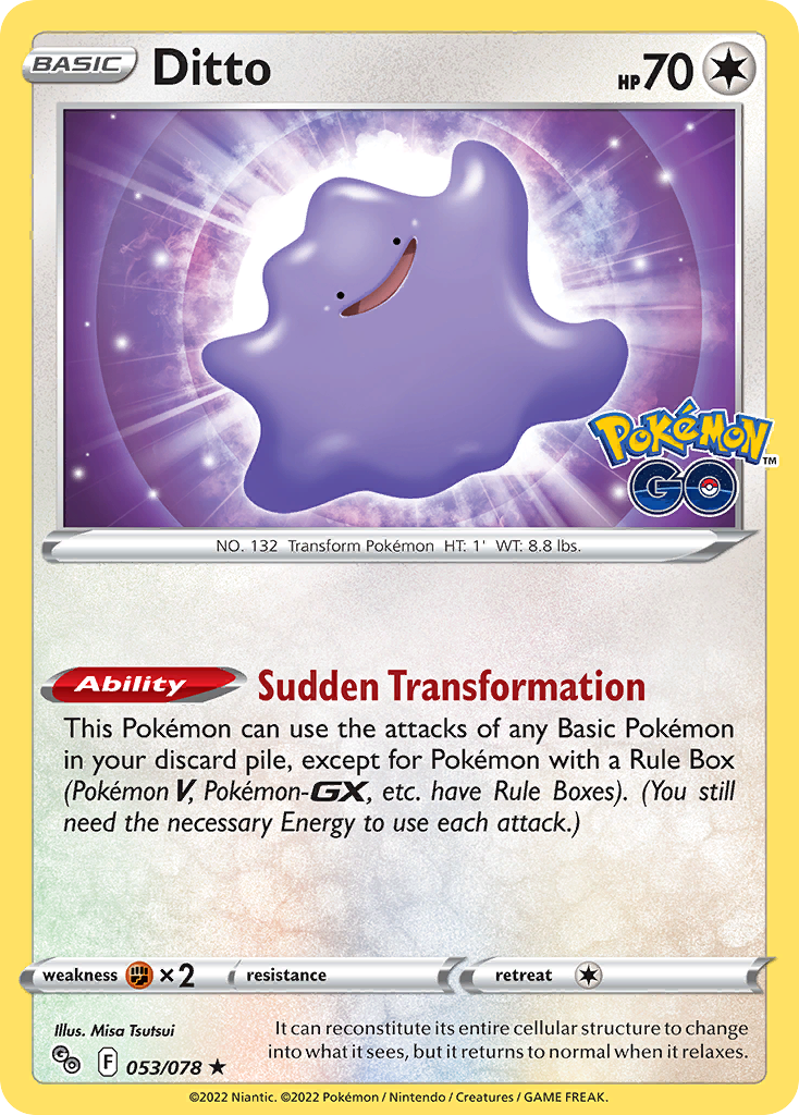 Ditto - 053/078 Pokemon GO Rare Holo Pokemon - NM