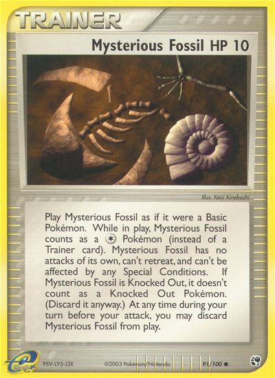 Mysterious Fossil - 91/100 Sandstorm Common Pokemon - NM