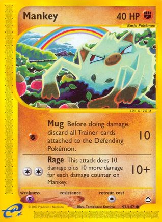 Mankey - 92/147 Aquapolis Common Pokemon - NM