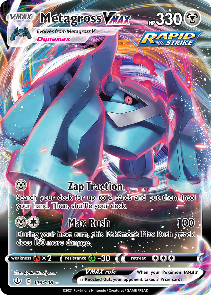 Metagross VMAX - 113/198 Chilling Reign VMAX Rare Holo Pokemon - NM