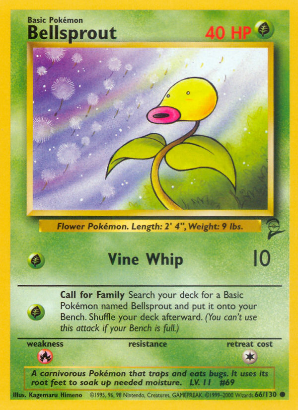 Bellsprout - 66/130 Base Set 2 Common Pokemon - NM
