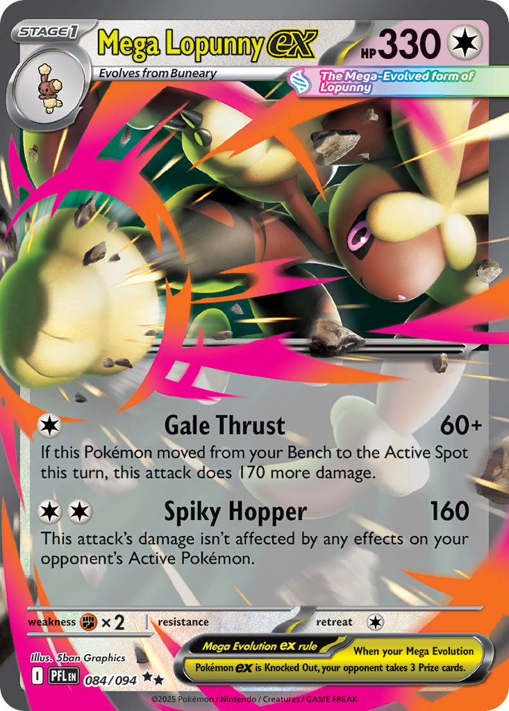 Mega Lopunny ex - 084/094 Phantasmal Flames Double Rare Holo Pokemon - NM