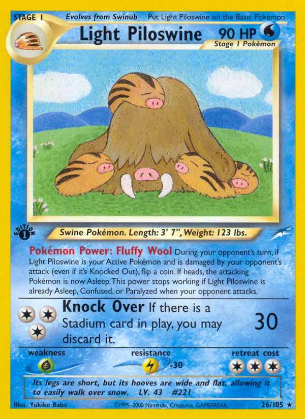 Light Piloswine - 26/105 Neo Destiny Rare Unlimited Pokemon - NM