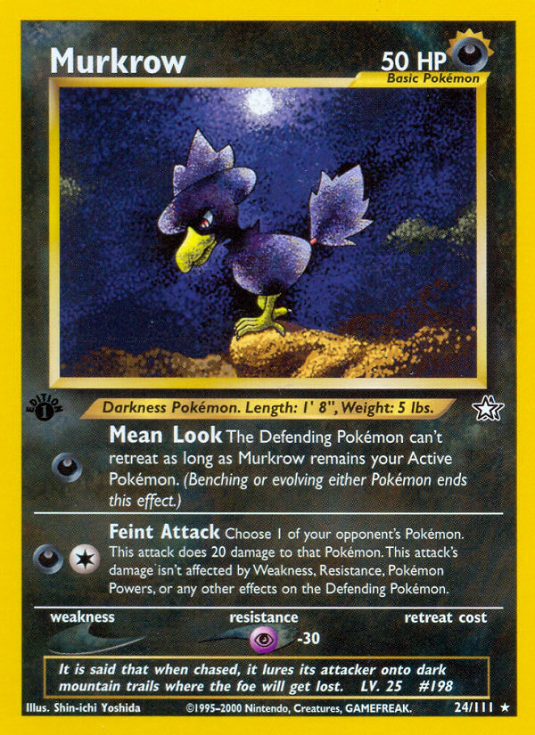 Murkrow - 24/111 Neo Genesis Rare Unlimited Pokemon - NM