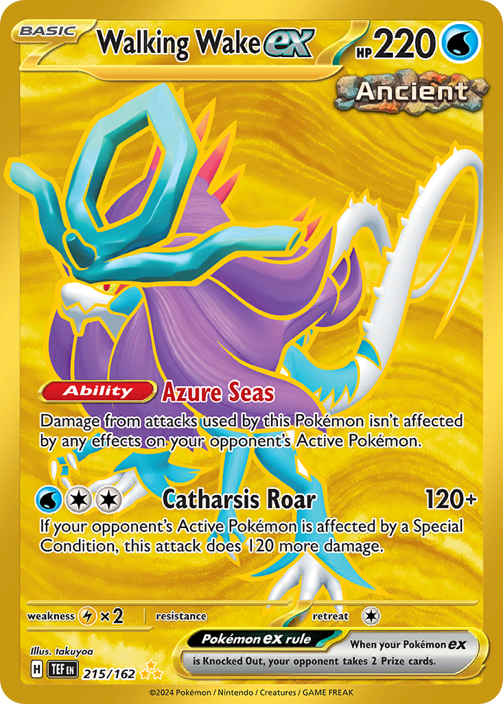 Walking Wake ex - 215/162 Temporal Forces Hyper Rare Holo Pokemon - NM