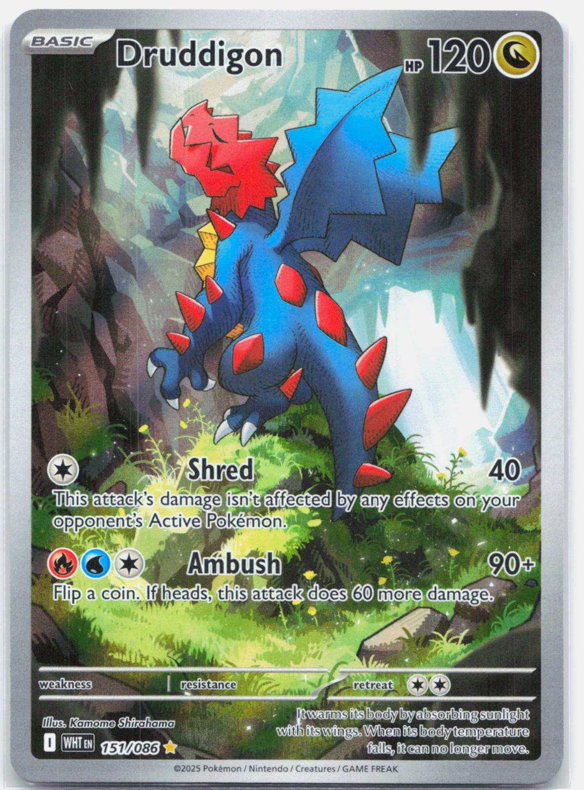 Druddigon - 151/086 White Flare Illustration Rare Pokemon - NM
