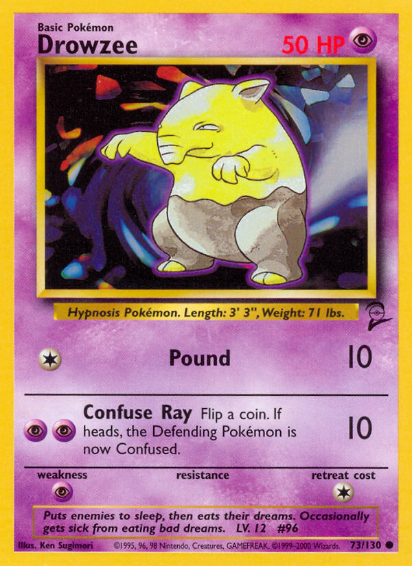 Drowzee - 73/130 Base Set 2 Common Pokemon - NM