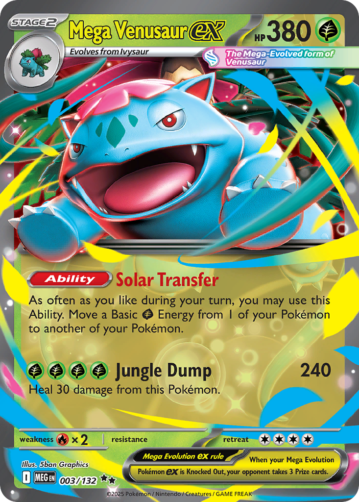 Mega Venusaur ex - 003/132 Mega Evolution Double Rare Holo Pokemon - NM