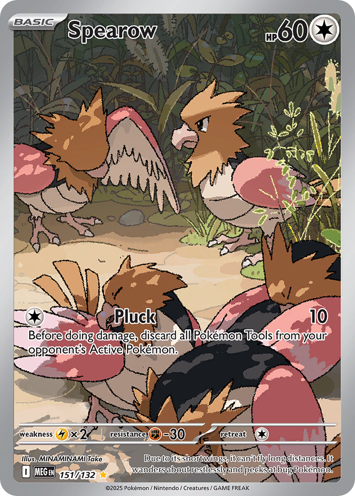 Spearow - 151/132 Mega Evolution Illustration Rare Holo Pokemon - NM