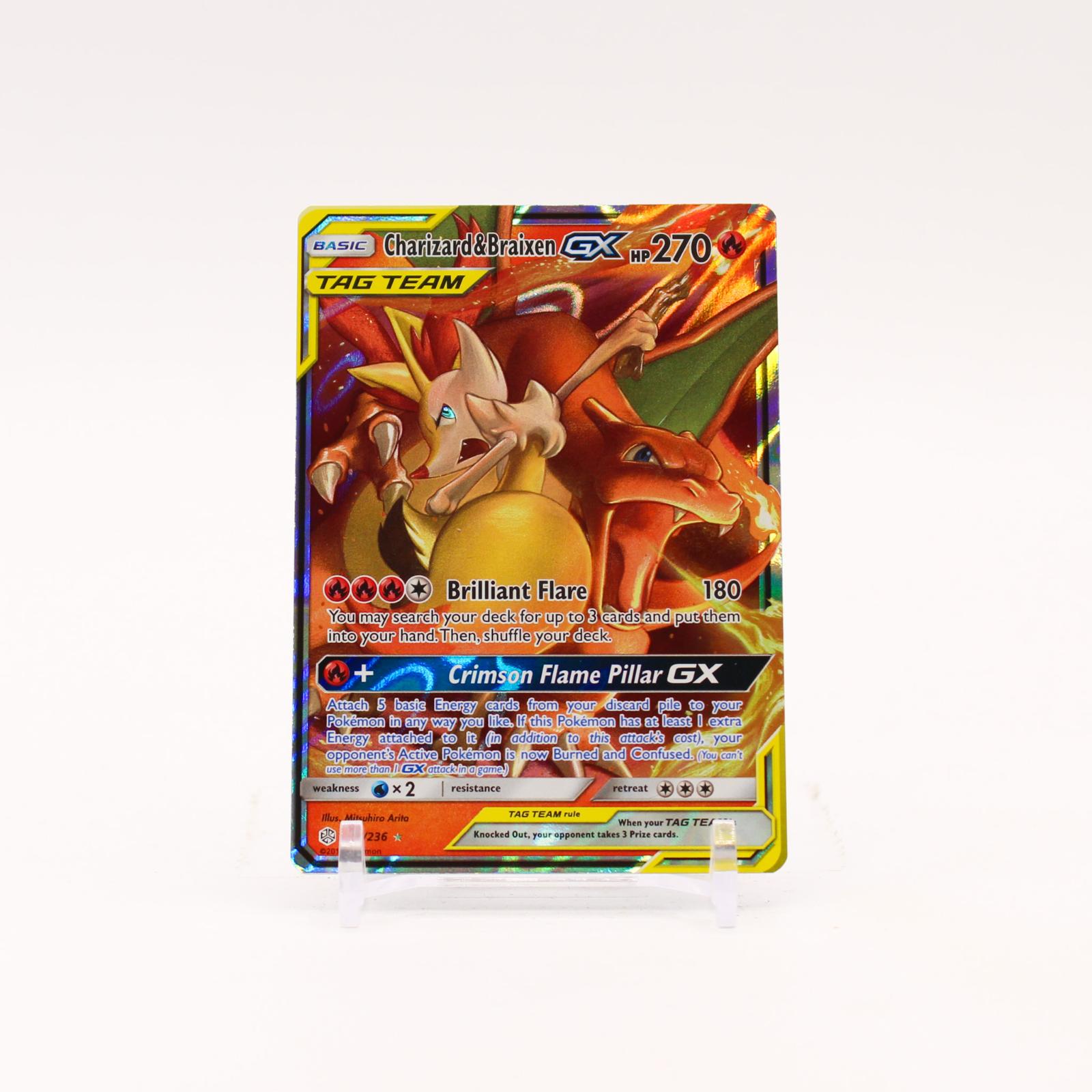 Charizard & Braixen GX - 22/236 Cosmic Eclipse Holo Ultra Rare Pokemon - NM