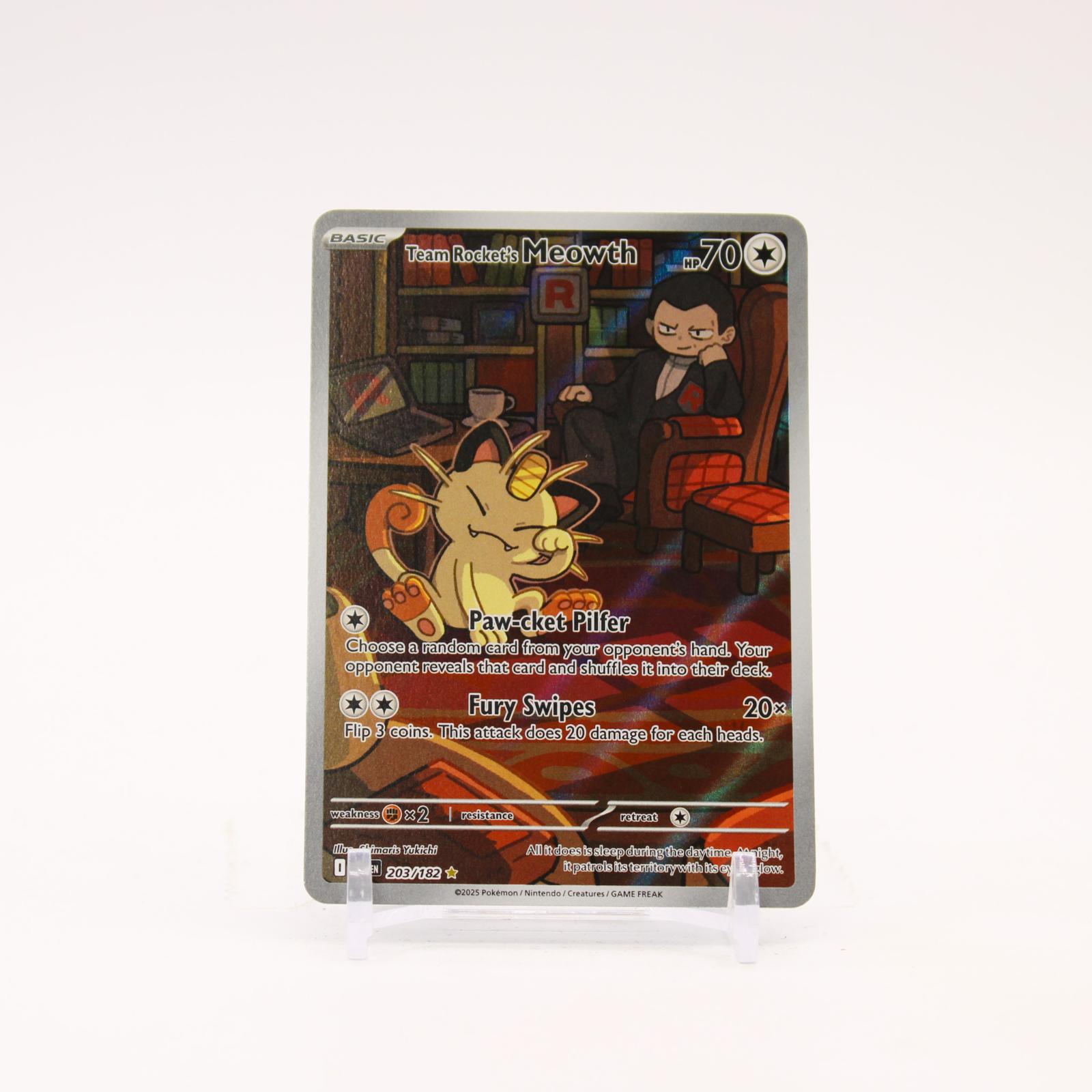 Team Rocket's Meowth - 203/182 Destined Rivals Illustration Rare Pokemon - NM
