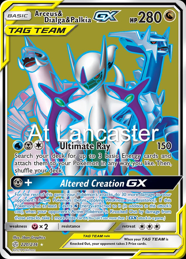 Arceus & Dialga & Palkia GX - 220/236 Cosmic Eclipse Ultra Rare Pokemon - NM (Lanc)