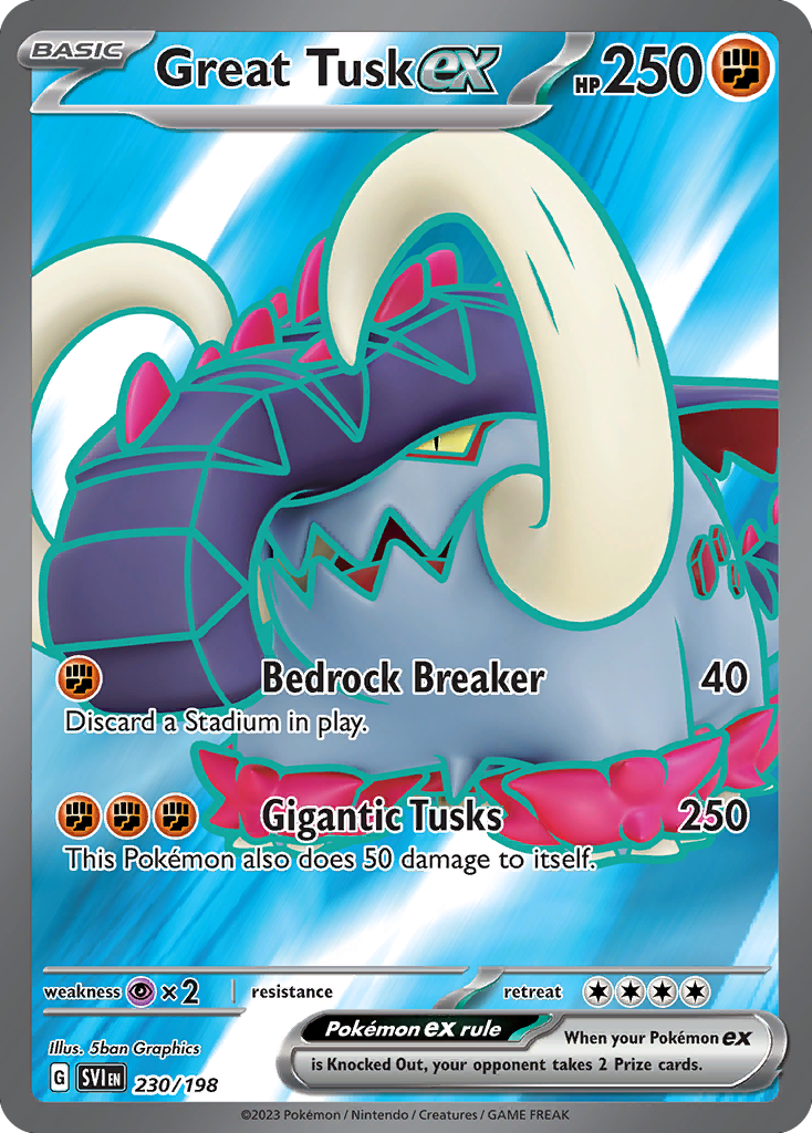 Great Tusk ex - 230/198 Scarlet & Violet Ultra Rare Holo Pokemon - NM