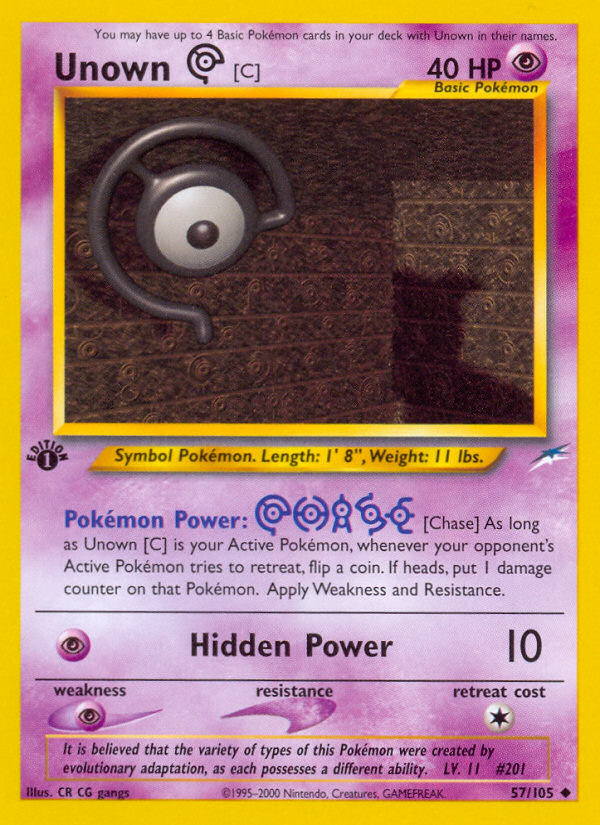 Unown [C] - 57/105 Neo Destiny Uncommon Unlimited Pokemon - NM