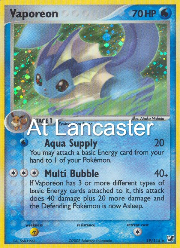 Vaporeon - 19/115 Unseen Forces Reverse Holo Rare Pokemon - MP (Lanc)