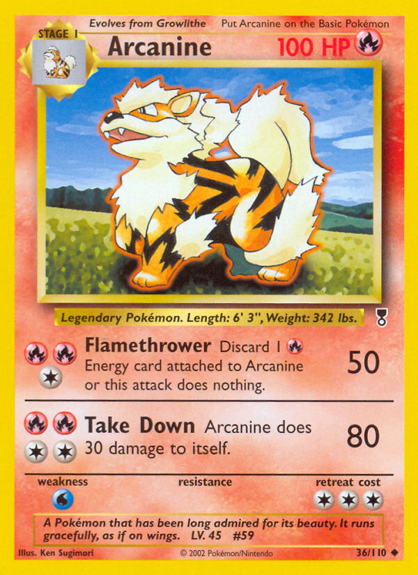 Arcanine - 36/110 Legendary Collection Uncommon Pokemon - NM
