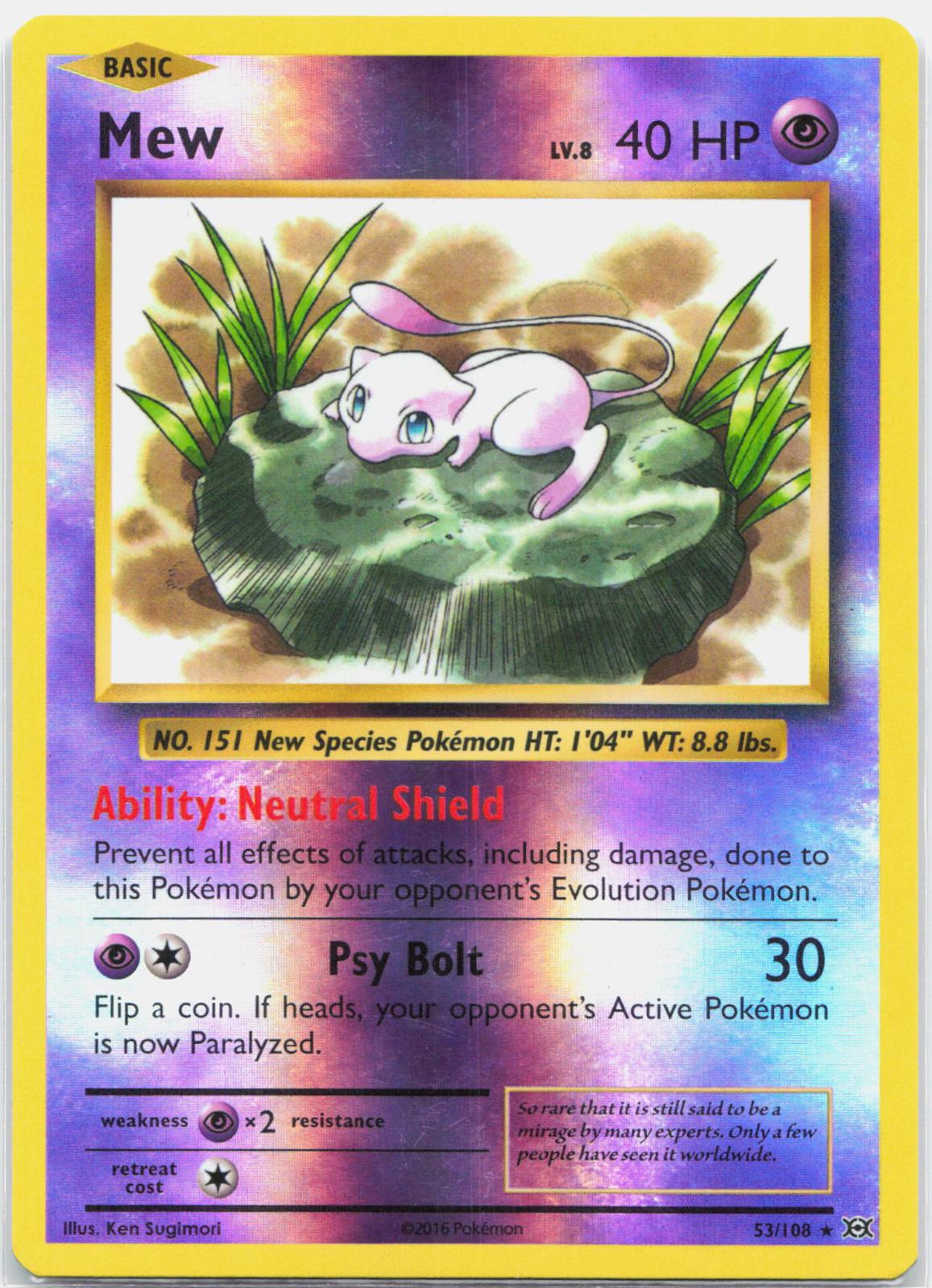 Mew - 53/108 Evolutions Reverse Holo Rare Pokemon - NM/LP