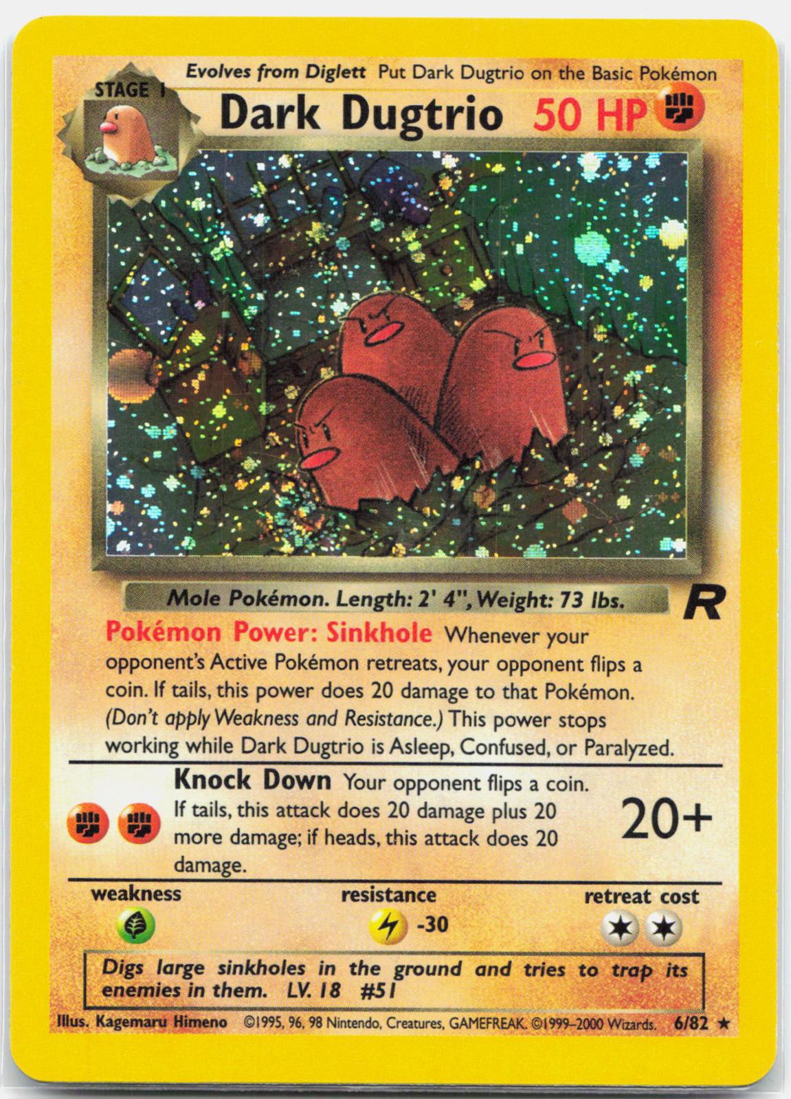Dark Dugtrio - 6/82 Team Rocket Unlimited Holo Rare Pokemon - NM/LP