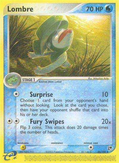 Lombre - 46/100 Sandstorm Uncommon Pokemon - NM