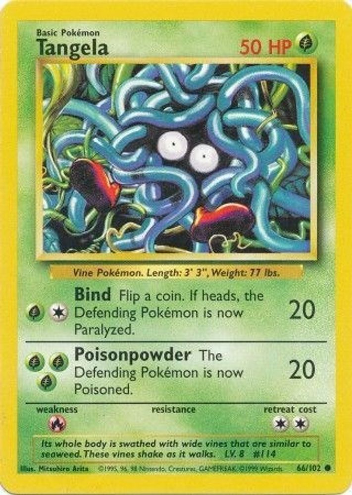 Tangela - 66/102 Base Set Unlimited Common Pokemon - NM