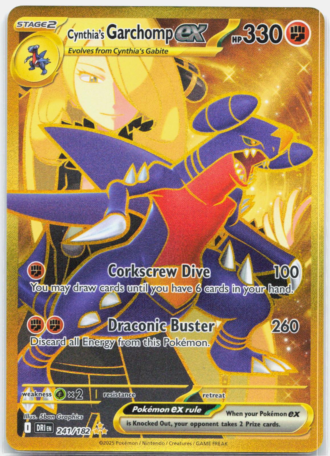 Cynthia's Garchomp ex - 241/182 Destined Rivals Gold Pokemon - NM