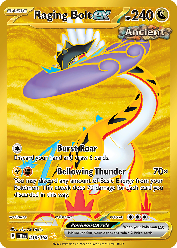 Raging Bolt ex - 218/162 Temporal Forces Hyper Rare Holo Pokemon - NM