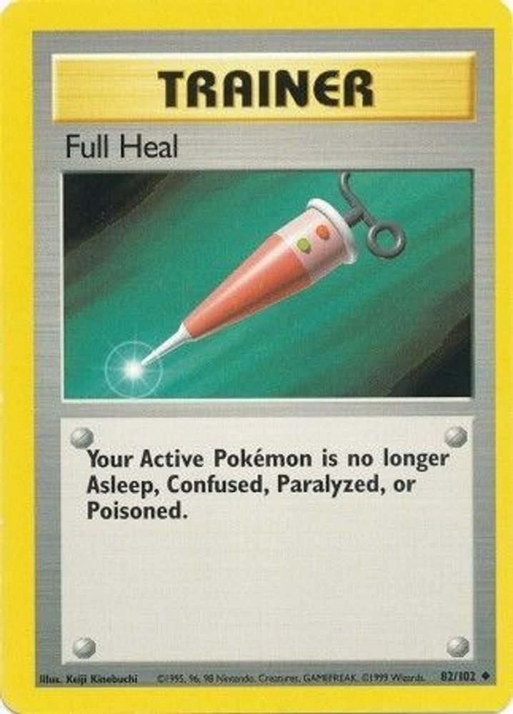 Full Heal - 82/102 Base Set Unlimited Uncommon Pokemon - NM