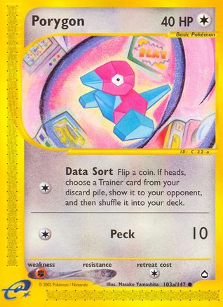 Porygon (103a) - 103a/147 Aquapolis Common Pokemon - NM