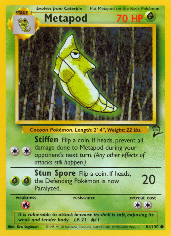 Metapod - 81/130 Base Set 2 Common Pokemon - NM