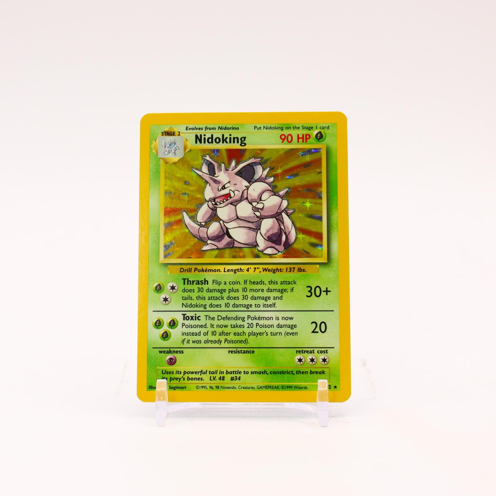 Nidoking - 11/102 Base Set Unlimited Holo Rare Pokemon - LP