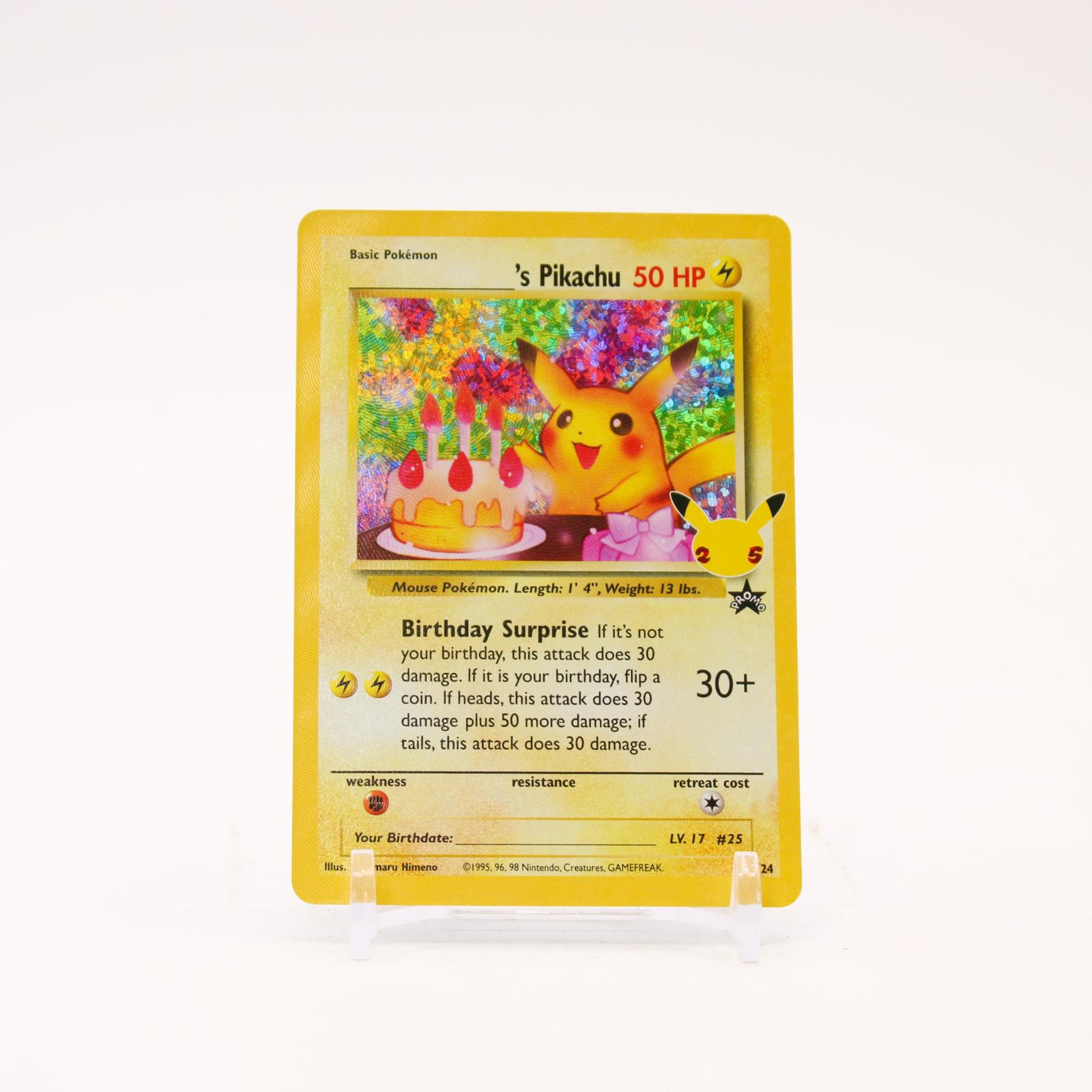 Birthday Pikachu - 24 Celebrations 25th Classic Collection Holo Pokemon - NM