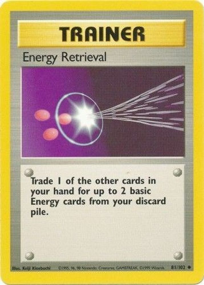 Energy Retrieval - 81/102 Base Set Unlimited Uncommon Pokemon - NM