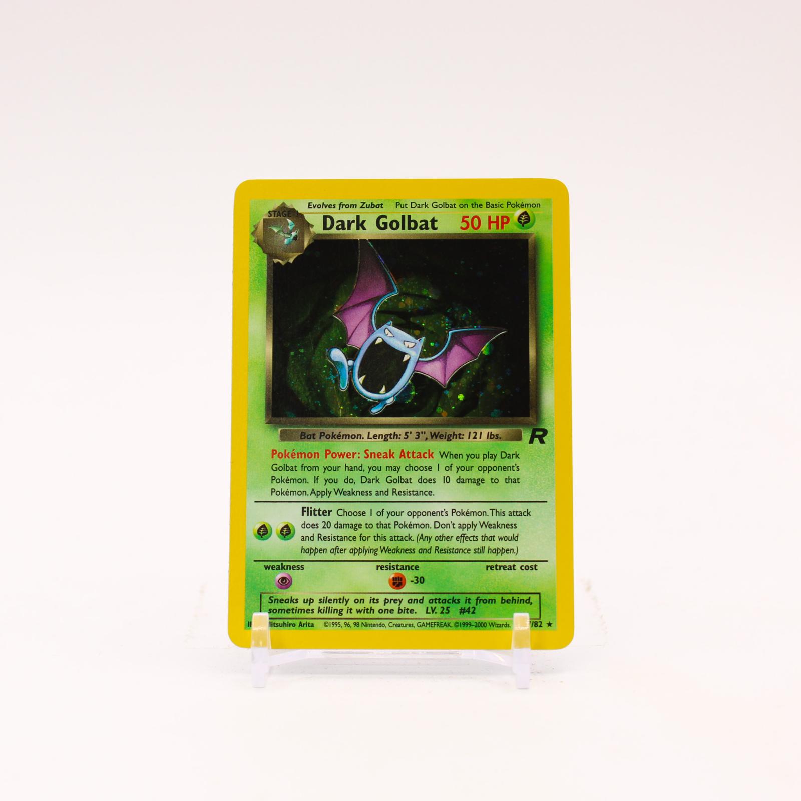 Dark Golbat - 7/82 Team Rocket Unlimited Holo Rare SWIRL Pokemon - NM/LP