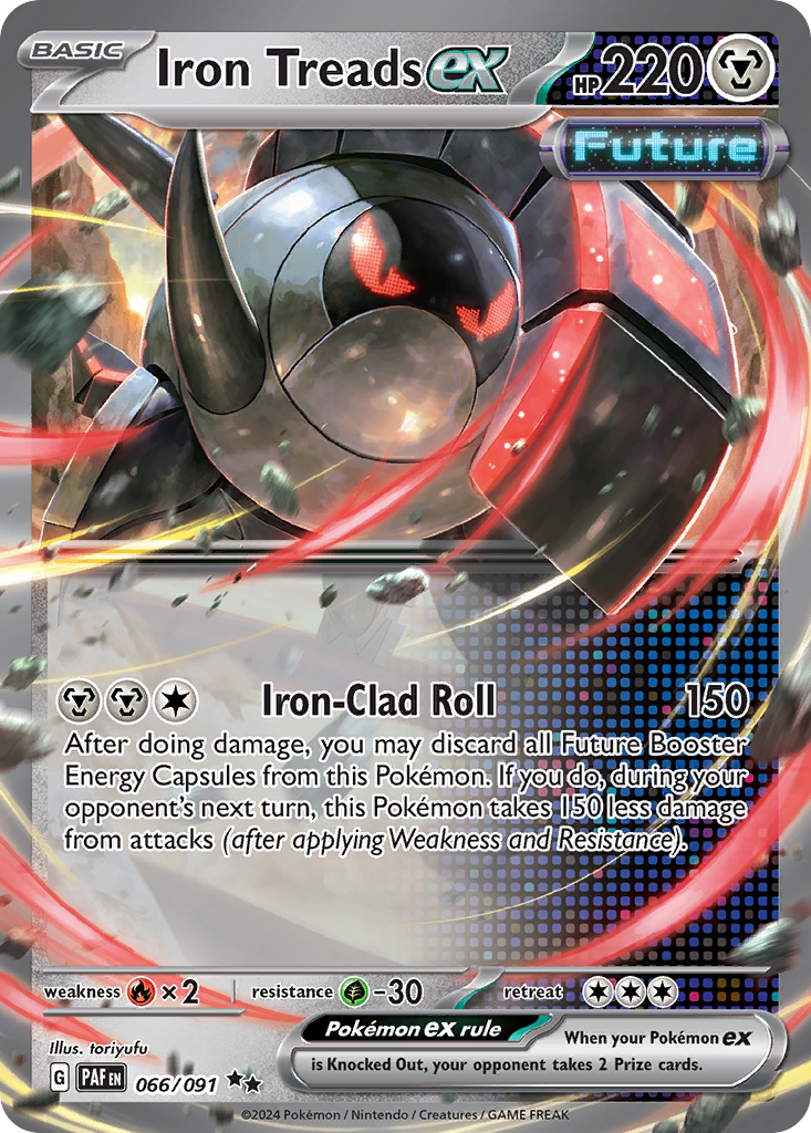 Iron Treads ex - 066/091 Paldean Fates Double Rare Holo Pokemon - NM