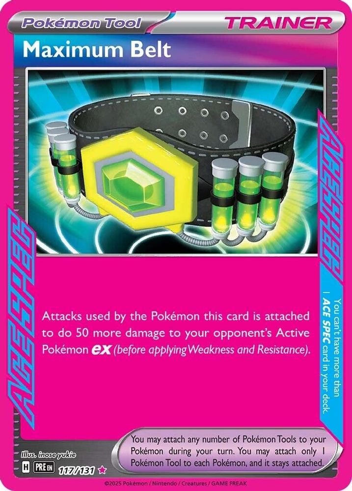Maximum Belt - 117/131 Prismatic Evolutions ACE SPEC Rare Holo Pokemon - NM