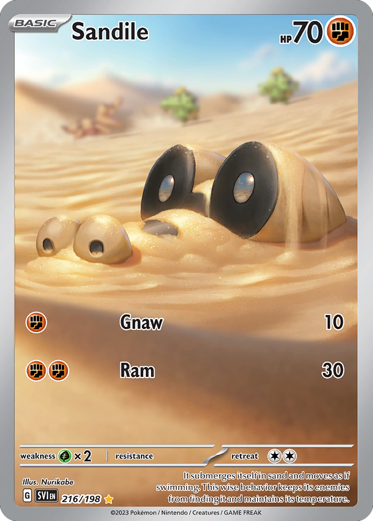Sandile - 216/198 Scarlet & Violet Illustration Rare Holo Pokemon - NM