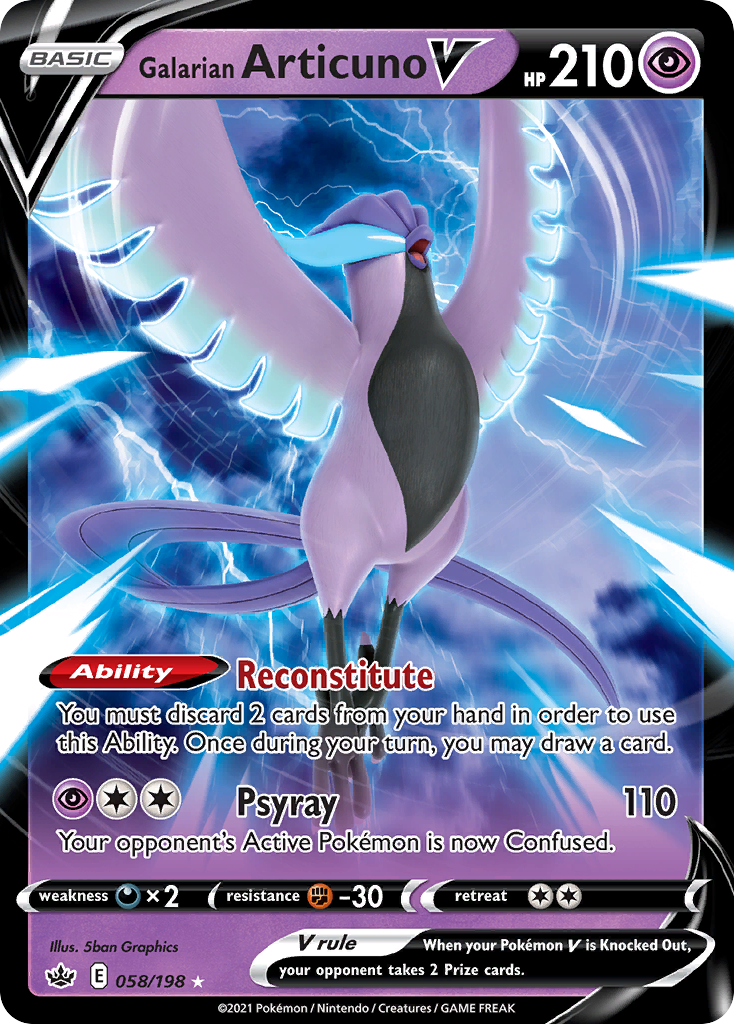 Galarian Articuno V - 058/198 Chilling Reign V Rare Holo Pokemon - NM