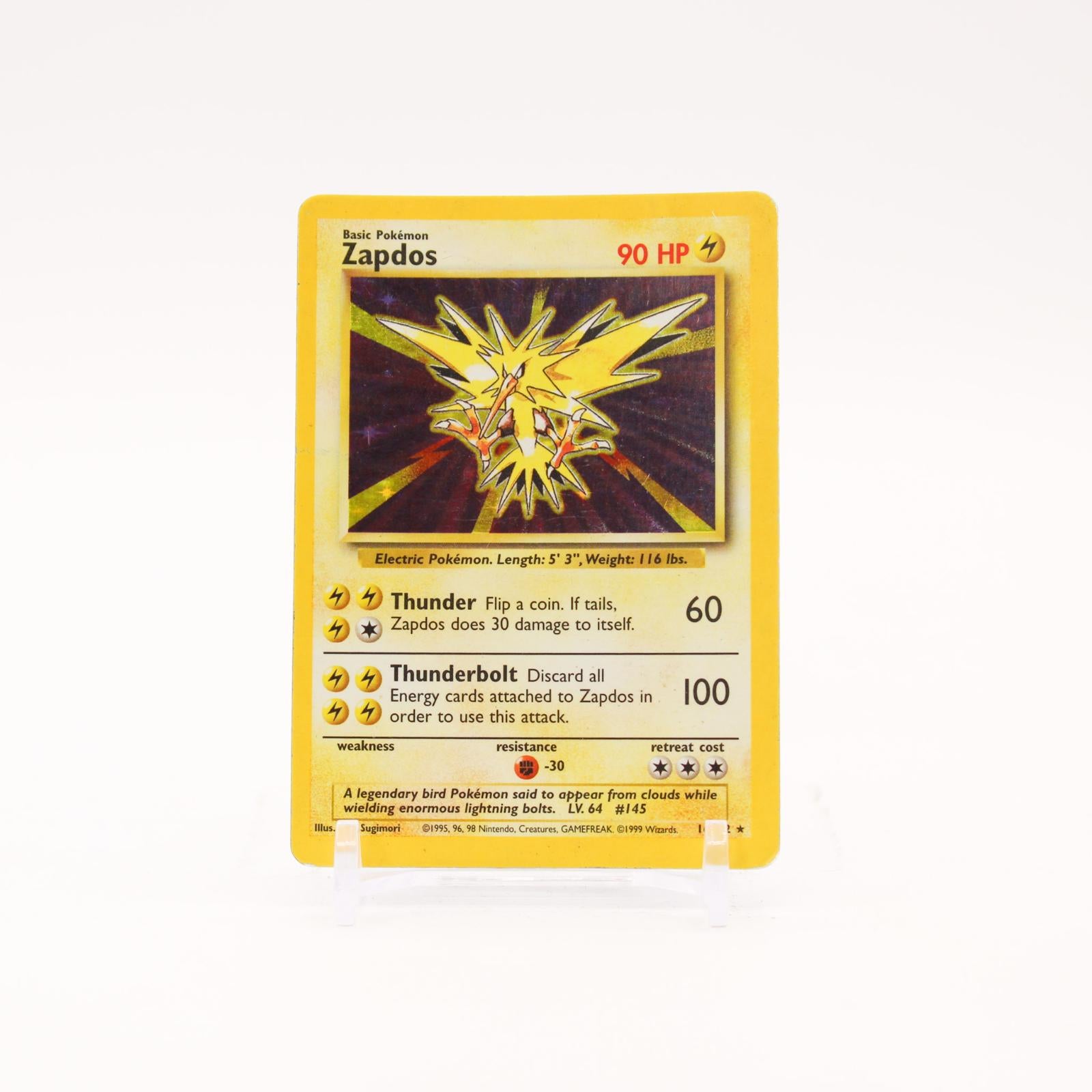 Zapdos - 16/102 Base Set Unlimited Holo Rare Pokemon - HP