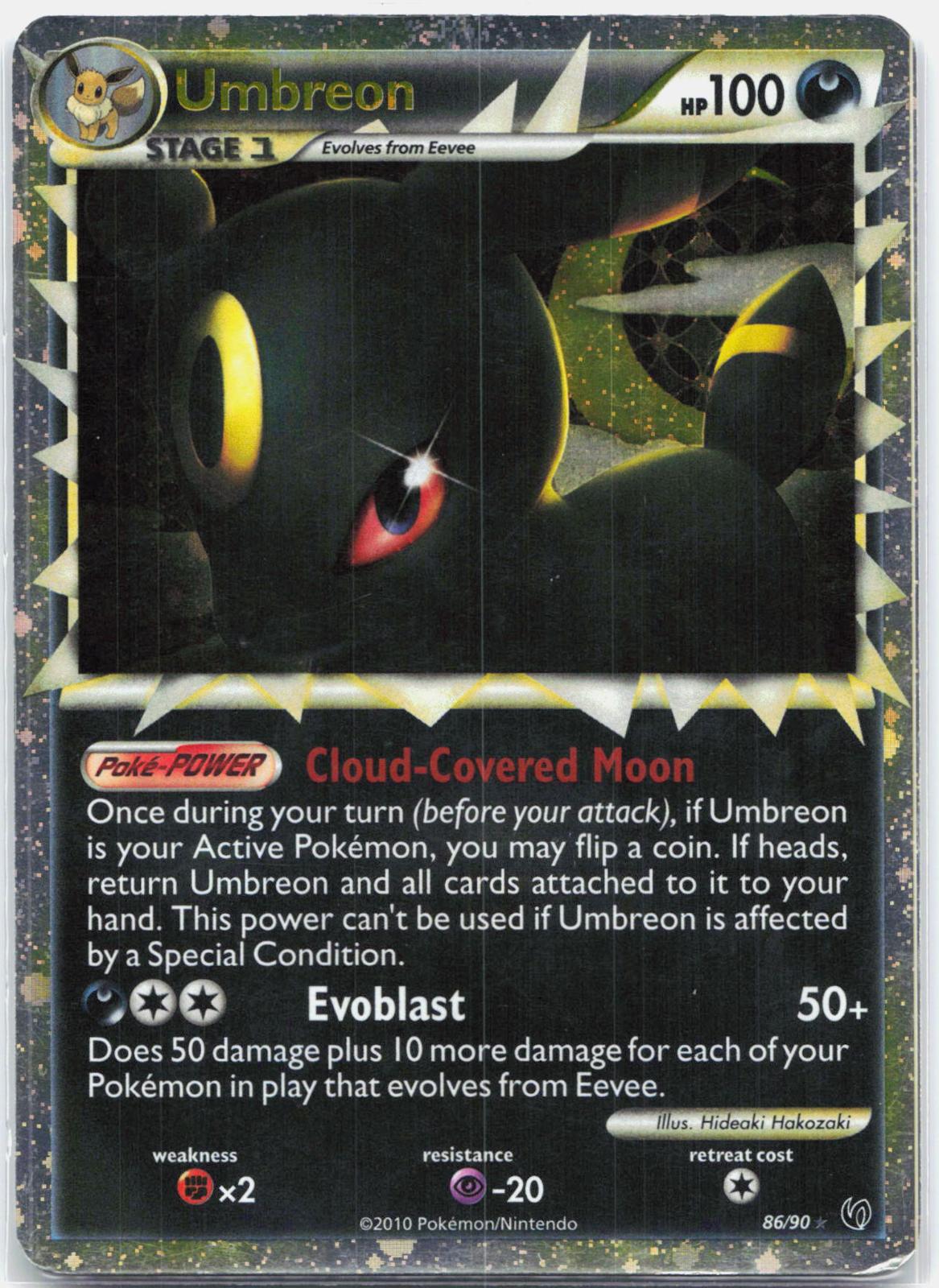 Umbreon - 86/90 HGSS Undaunted Holo Prime Rare Pokemon - MP/HP