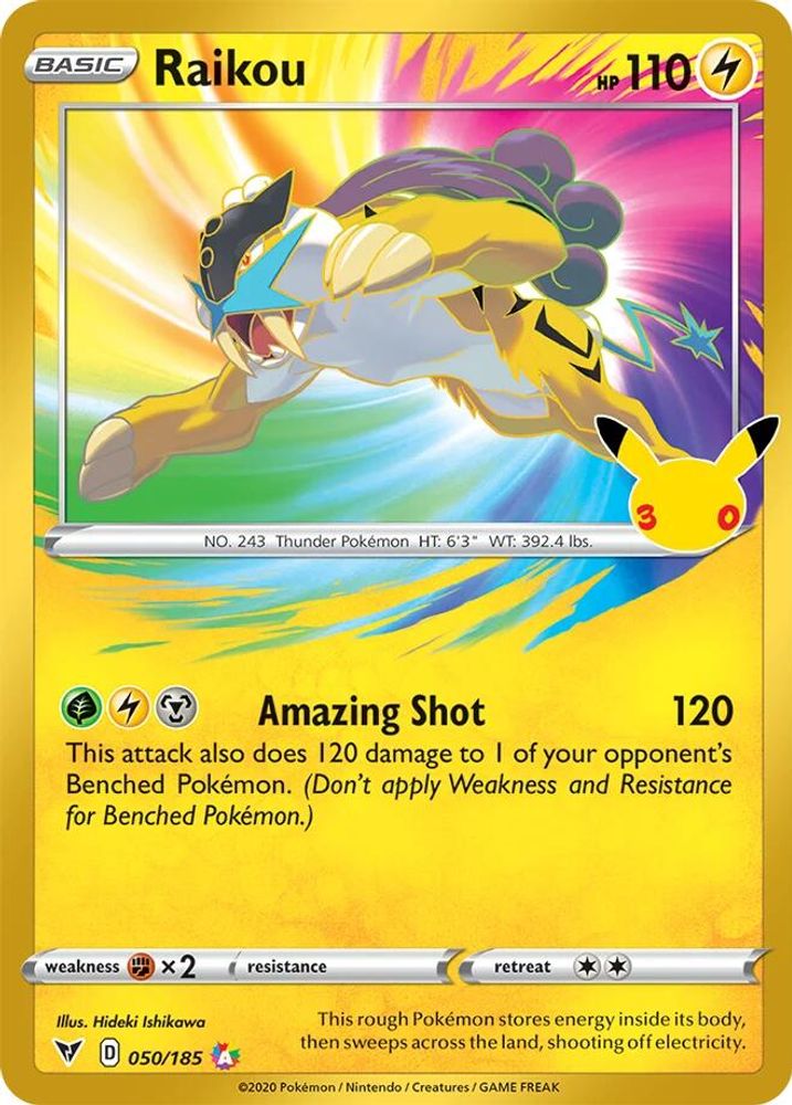Raikou - 050/185 ME: 30th Celebration Classic Collection Classic Collection Holo Pokemon - NM