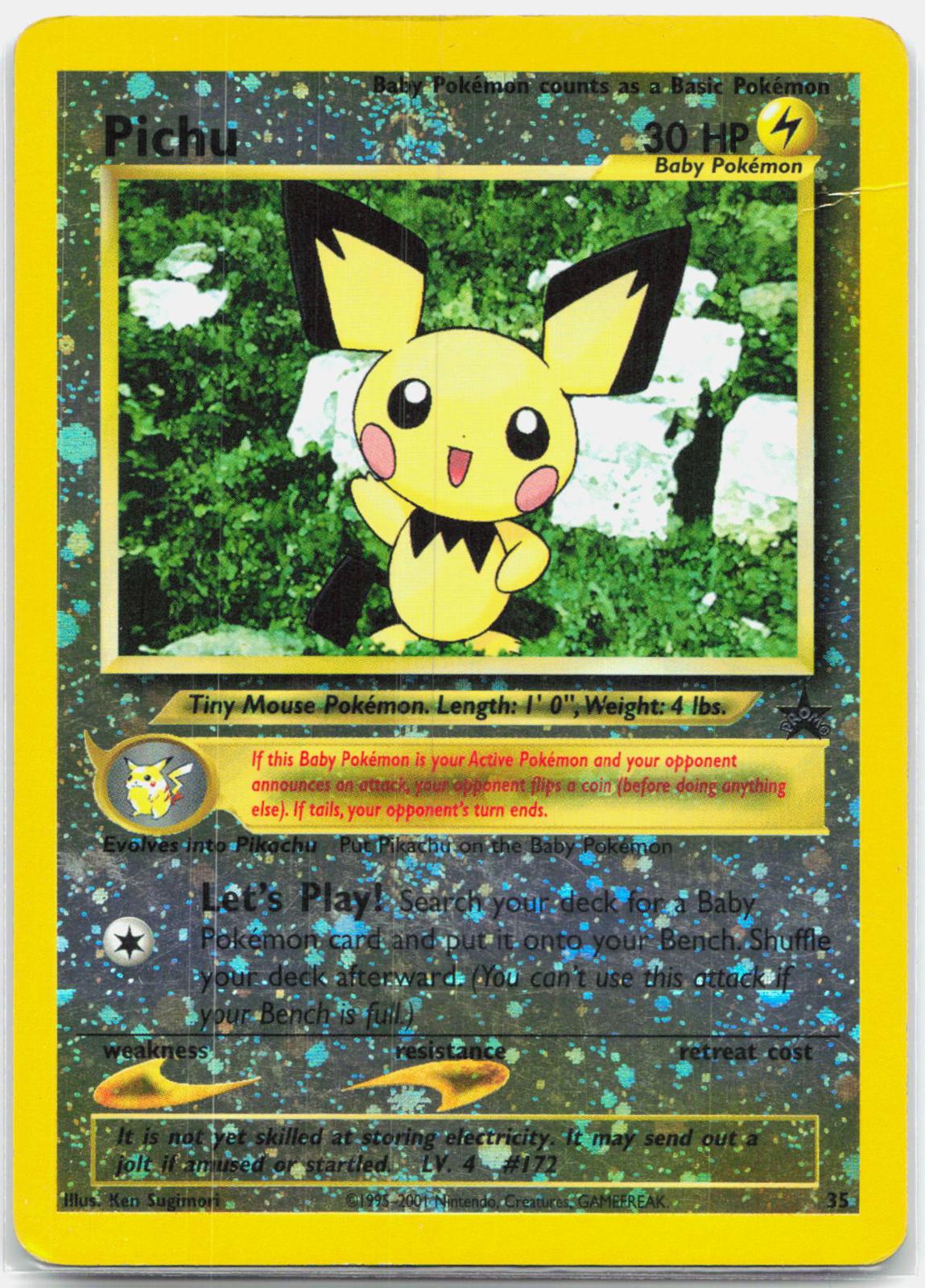 Pichu - 35 Wizards Black Star Reverse Holo Promo Pokemon - MP