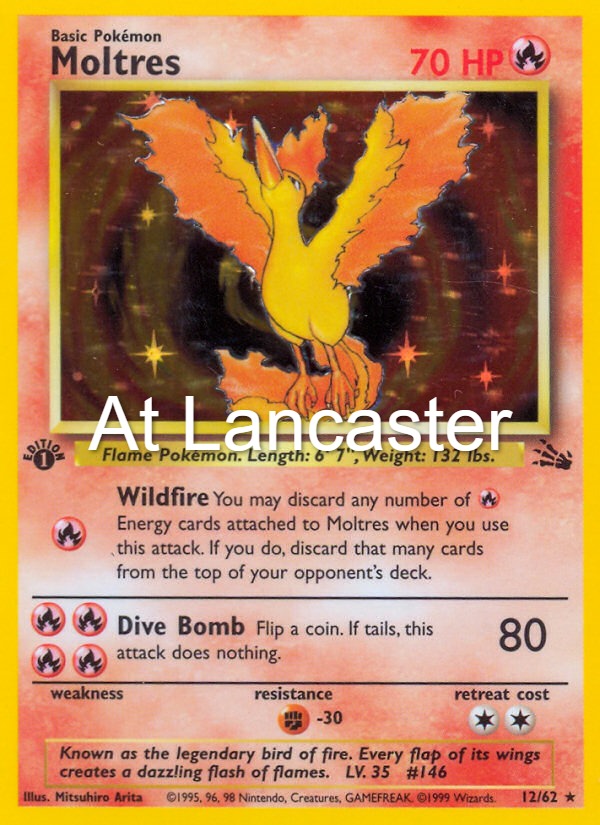 Moltres - 12/62 Fossil Unlimited Holo Rare Pokemon - MP (Lanc)